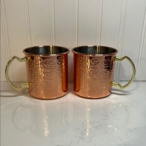 Copper Pumpkin Embossed Moscow Mule Cup Set